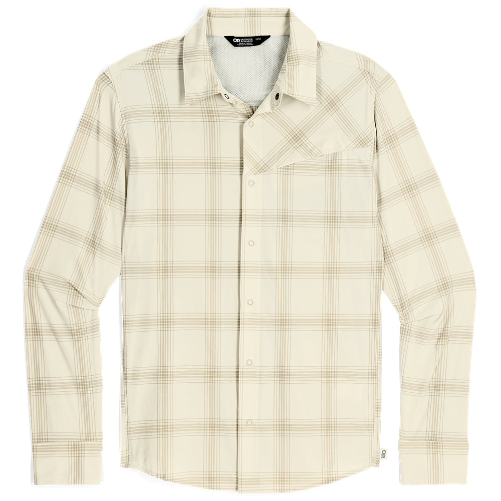 Men's Astroman Long Sleeve Sun Shirt Oyster Plaid - Outdoor Research