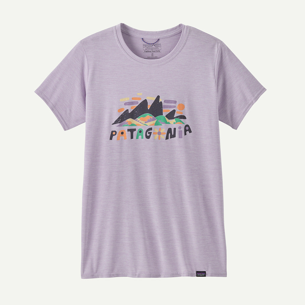 Women's Cap Cool Daily Graphic Shirt Fitz Roy Superbloom: Foxglove Purple - Patagonia
