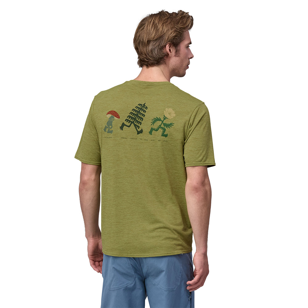 Men's Cap Cool Daily Graphic Shirt: Lands Trail Trotters: Buckhorn Green X-Dye - Patagonia