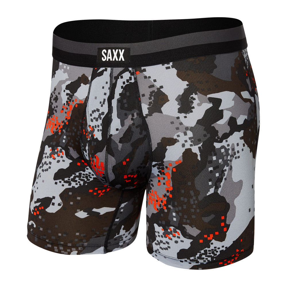 Men's Sport Mesh Boxer Brief Fly Graphite Digi Quake Camo - SAXX