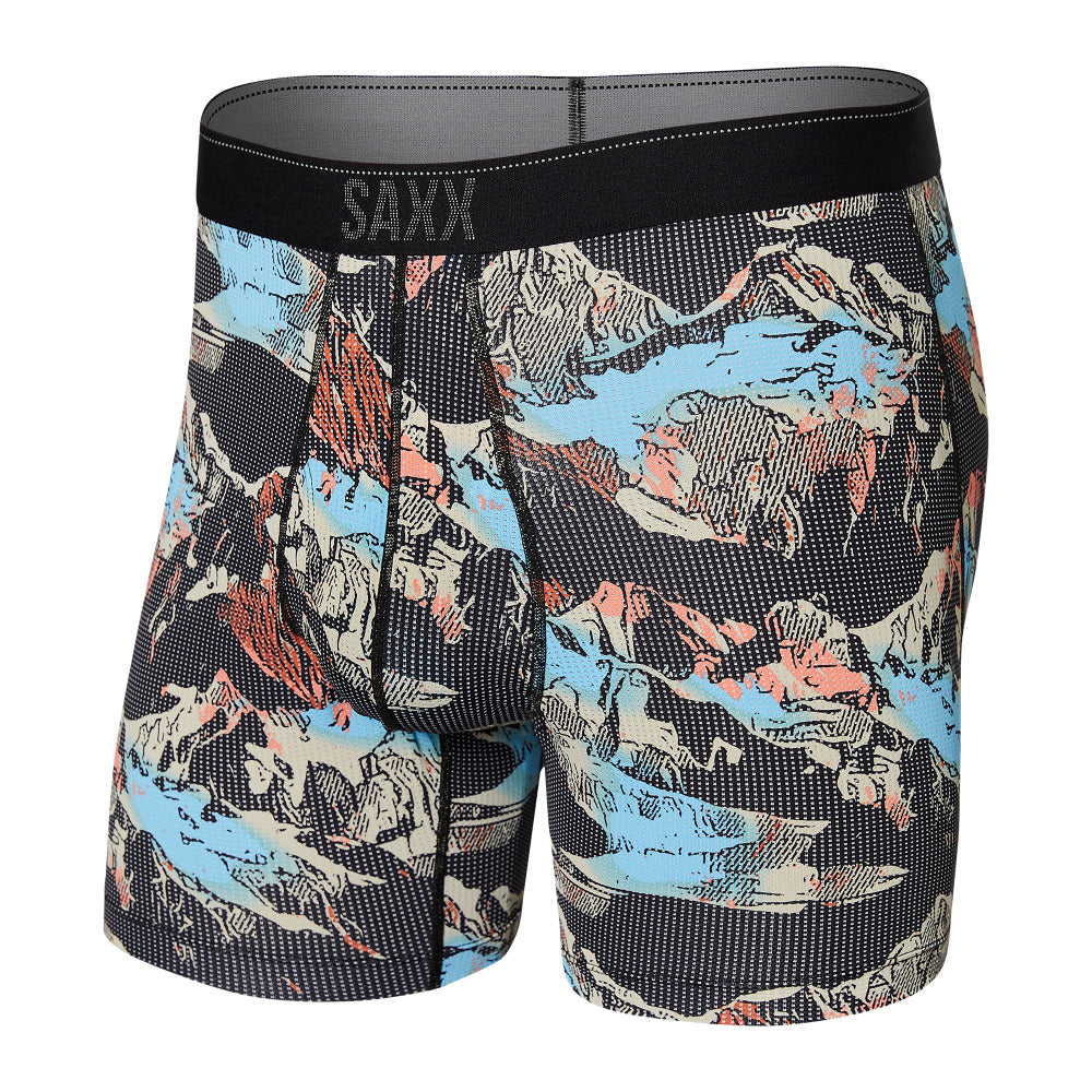 Men's Quest Boxer Brief Fly Black Mountainscape - SAXX
