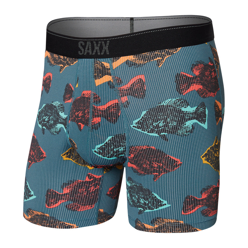 Men's Quest Boxer Brief Fly Shadow Fish Storm Blue - SAXX