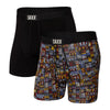 Men's Ultra Boxer Brief Fly 2 Pack Desert Grid / Black - SAXX