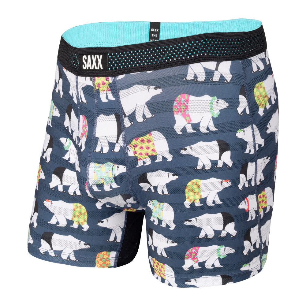 Men's Hotshot Boxer Brief Fly Navy Polar Bear Resort Wear - SAXX