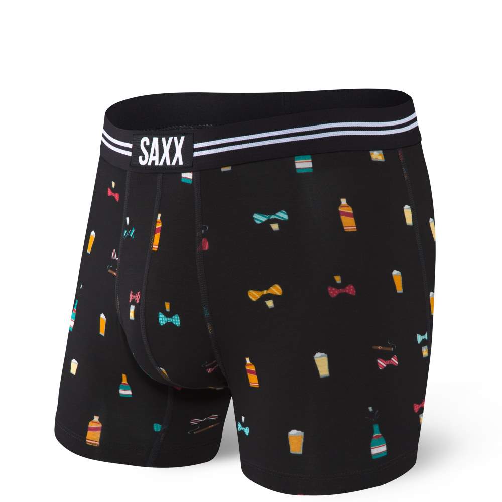 Men's Vibe Boxer Brief Black Bowties N Booze - SAXX