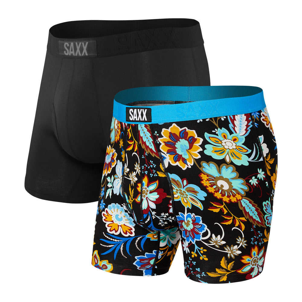 Men's Ultra Boxer Brief Fly 2 Pack Heritage Floral / Black - SAXX